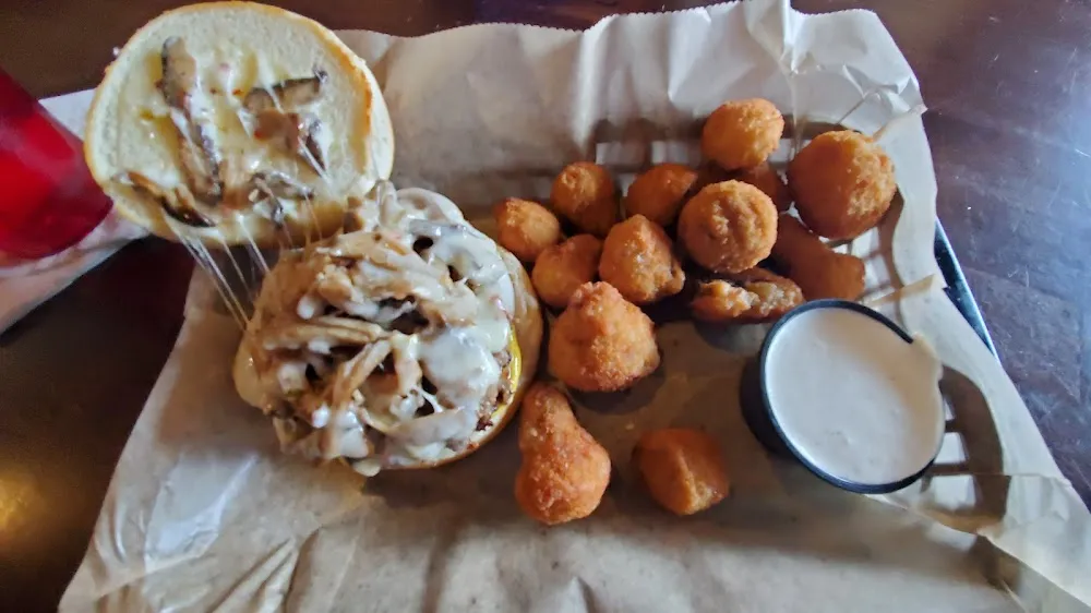 Pepper Cheeseburger and Fried Mushrooms